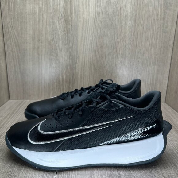 Nike Team Hustle Quick 3 Basketball Shoes Boys 6Y Leather Black Metallic Silver - Picture 2 of 12
